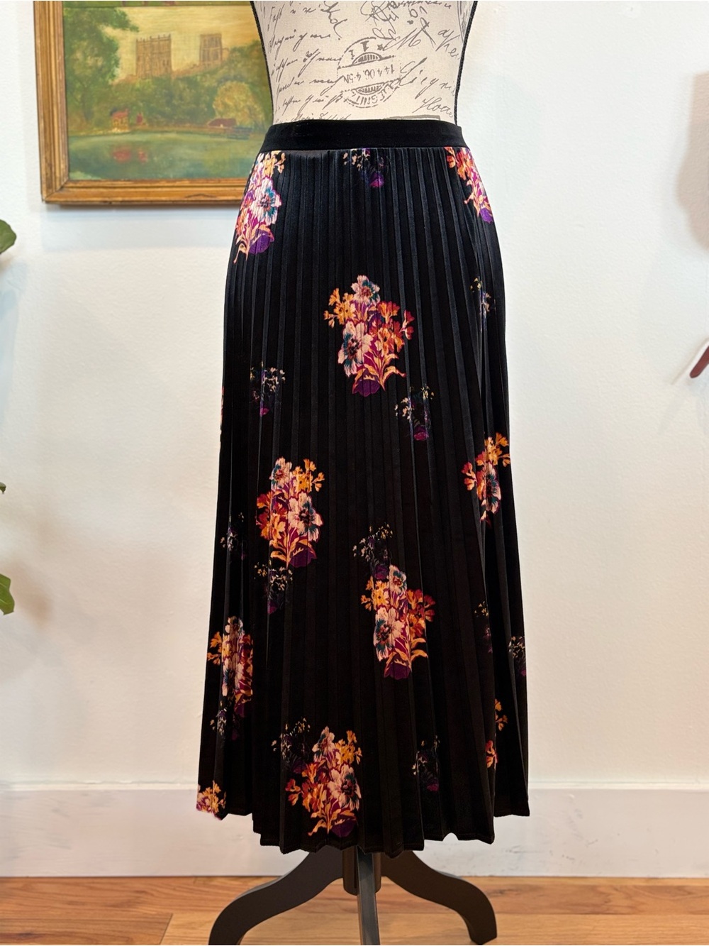 Maeve Anthropologie Pleated Floral Midi Skirt NWT M